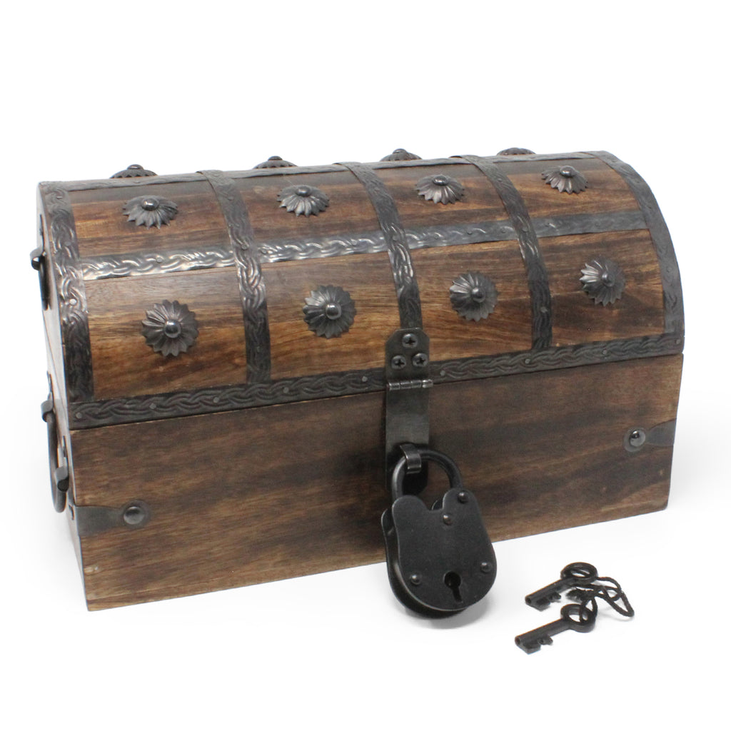 Pirate Treasure Chest with Lock and Skeleton Key - Medium – Nautical Cove