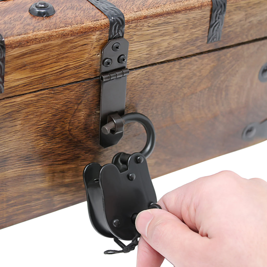 Pirate Treasure Chest Flat Lid with Lock and Skeleton Keys Medium