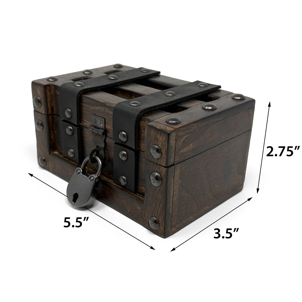 Deluxe Flat Lid Treasure Chest with Leather Straps