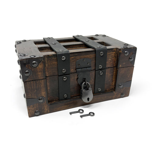 Deluxe Flat Lid Treasure Chest with Leather Straps