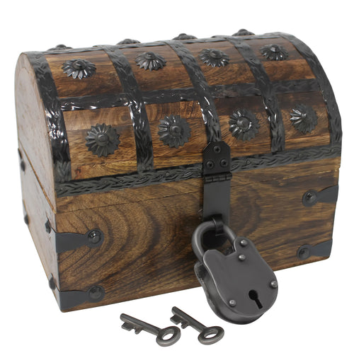 Pirate Treasure Chest with Lock and Skeleton Key - Small