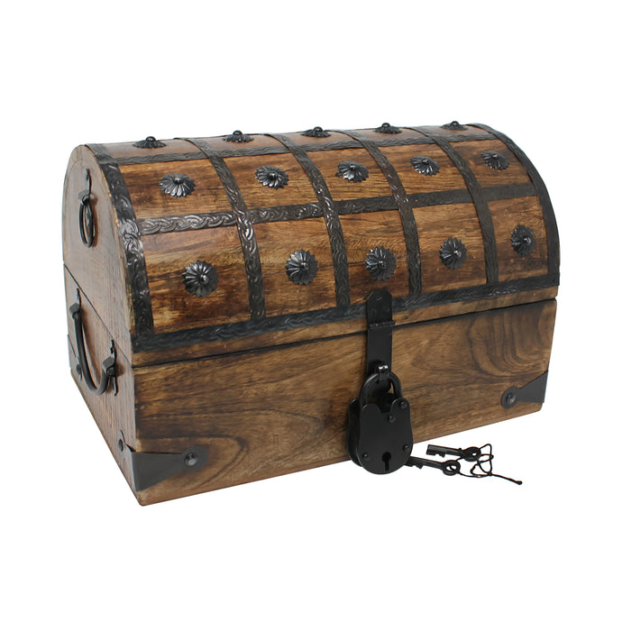 Pirate Treasure Chest with Lock and Skeleton Key - Large